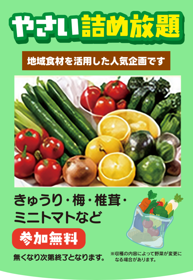 やさい詰め放題 地元の新鮮野菜をご用意しました